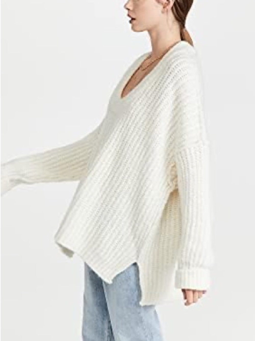 Free People Blue Bell Oversized Off-Shoulder Chunky Knit Sweater - Picture 5 of 9